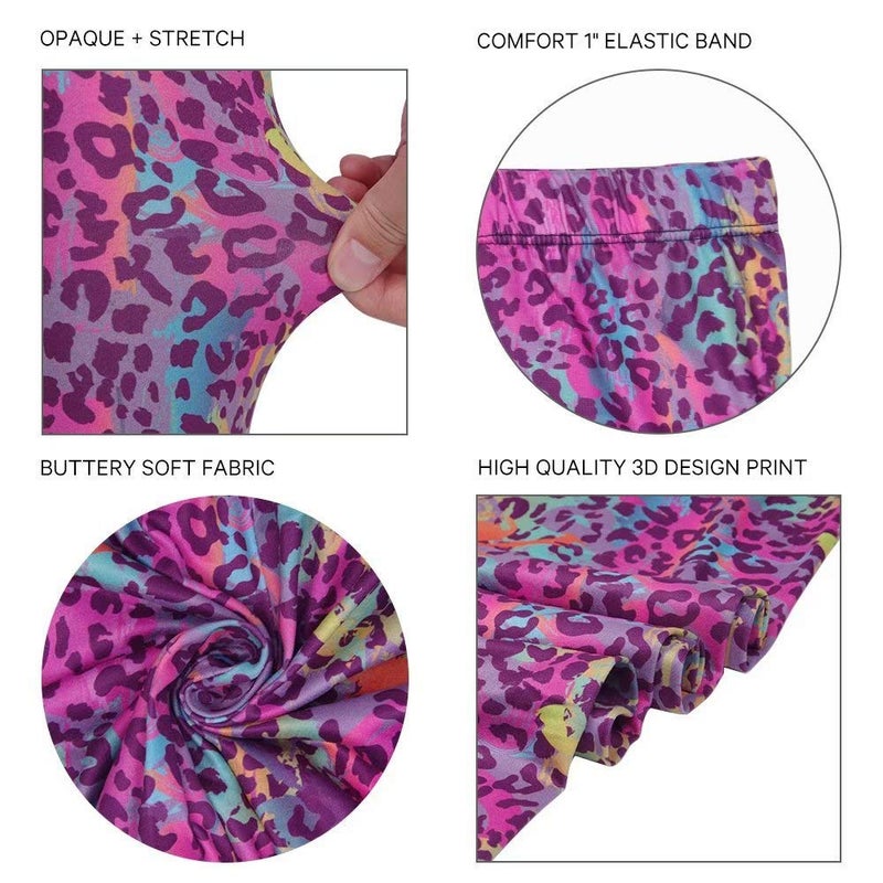 sissycos Women's 80s Leggings Artistic Splash Printed Buttery Soft Stretchy Pants (X-Large, Colorful Leopard) - Image 5